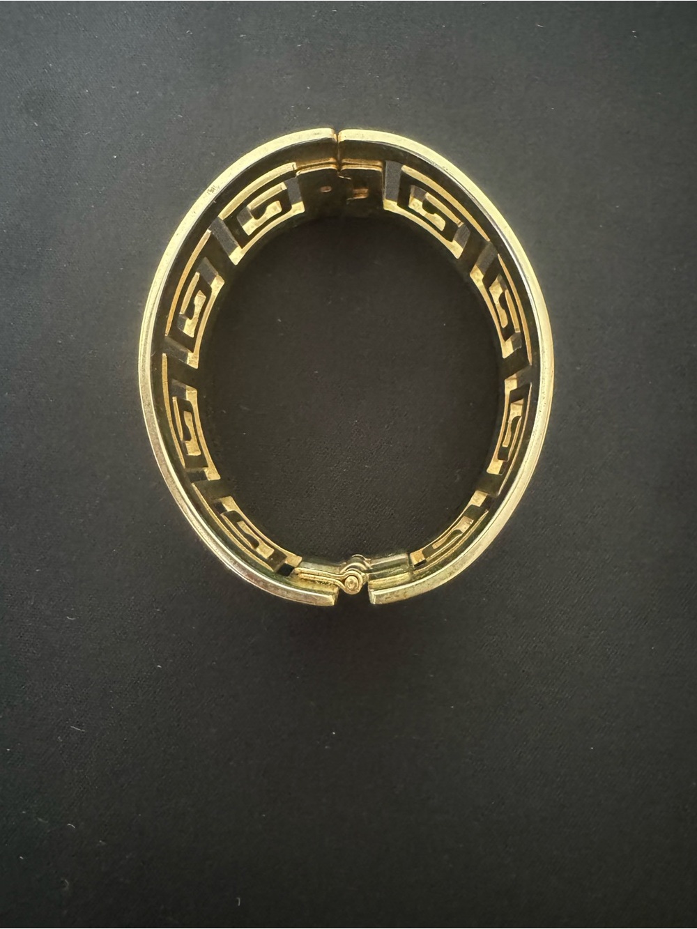 Vintage Gold Open Greek Key Cuff Bracelet Hinged - Picture 2 of 5